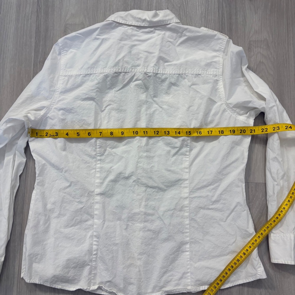 Tommy Hilfiger Womens Shirt White Button Down Utility Gold Buttons Epaulets XL - Picture 11 of 16